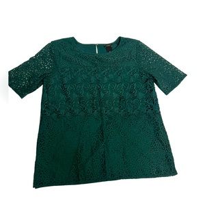 Ann Taylor Factory Mixed Lace Top sz XS green